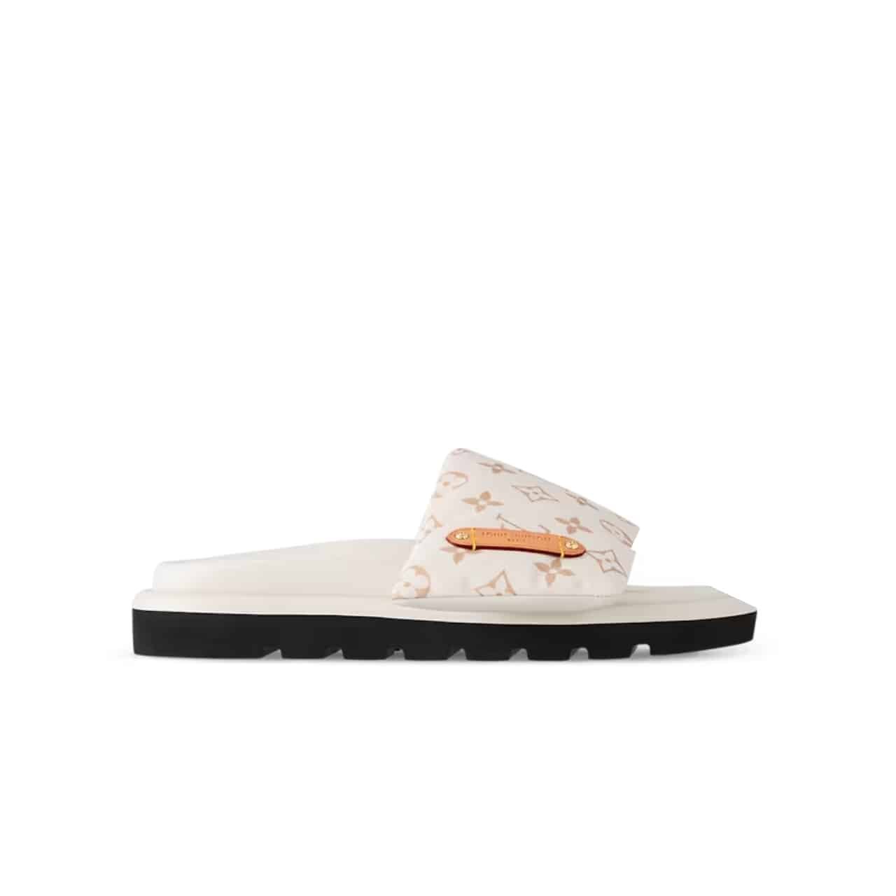 L0vis Vvtt0n Pool Pillow Flat Comfort Mule Sandals Beige 1Acjza