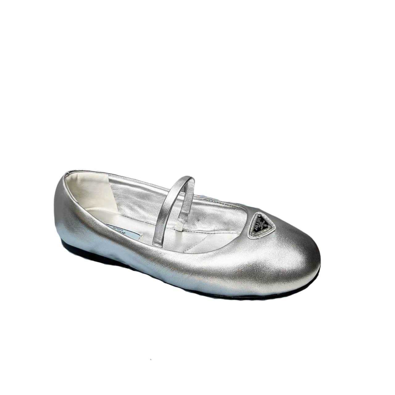 Pra*a Soft Padded Nappa Leather Ballerinas Silver
