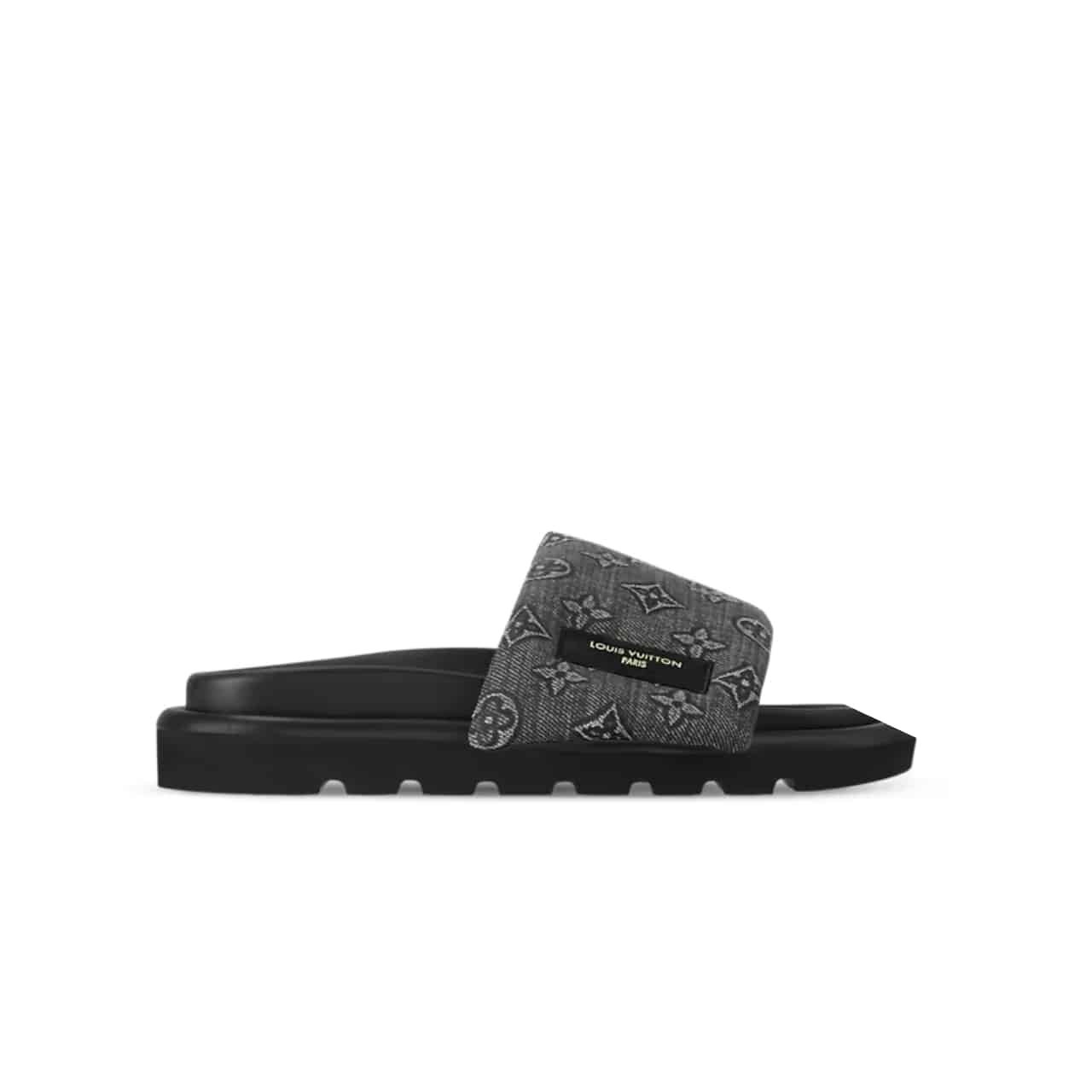 L0vis Vvtt0n Pool Pillow Flat Comfort Mule Sandals Denim Grey 1Acj0J