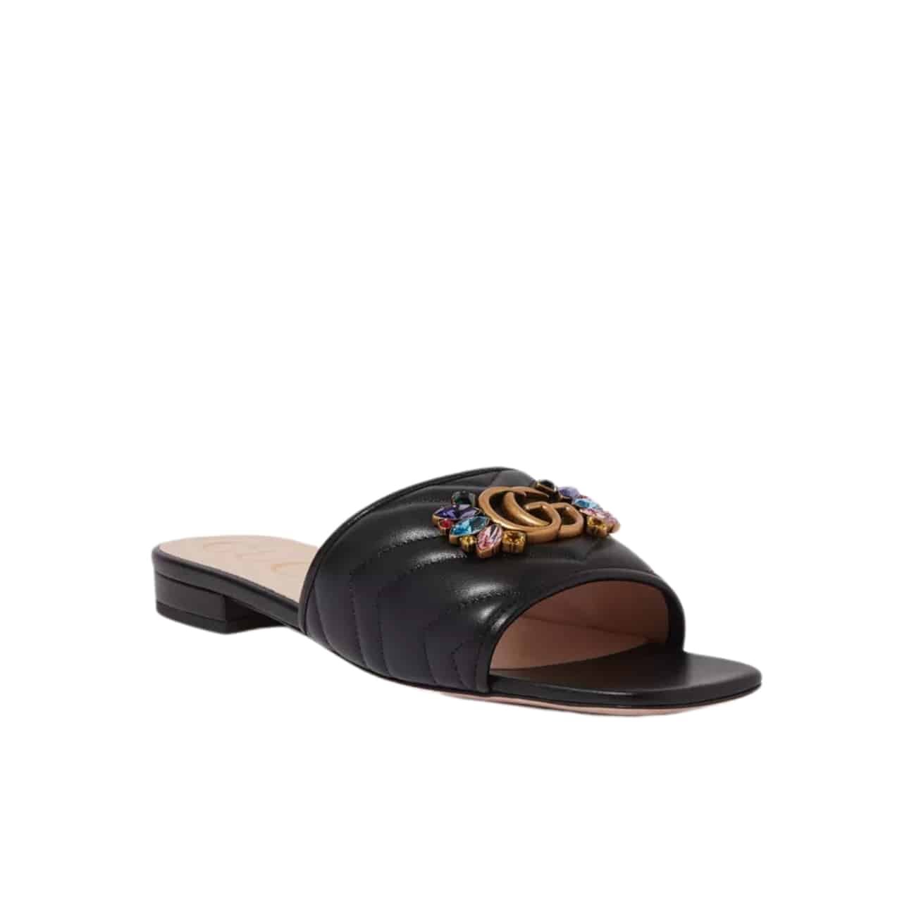 Gvc*1 Women Black Slipper ‎With Double G 655463