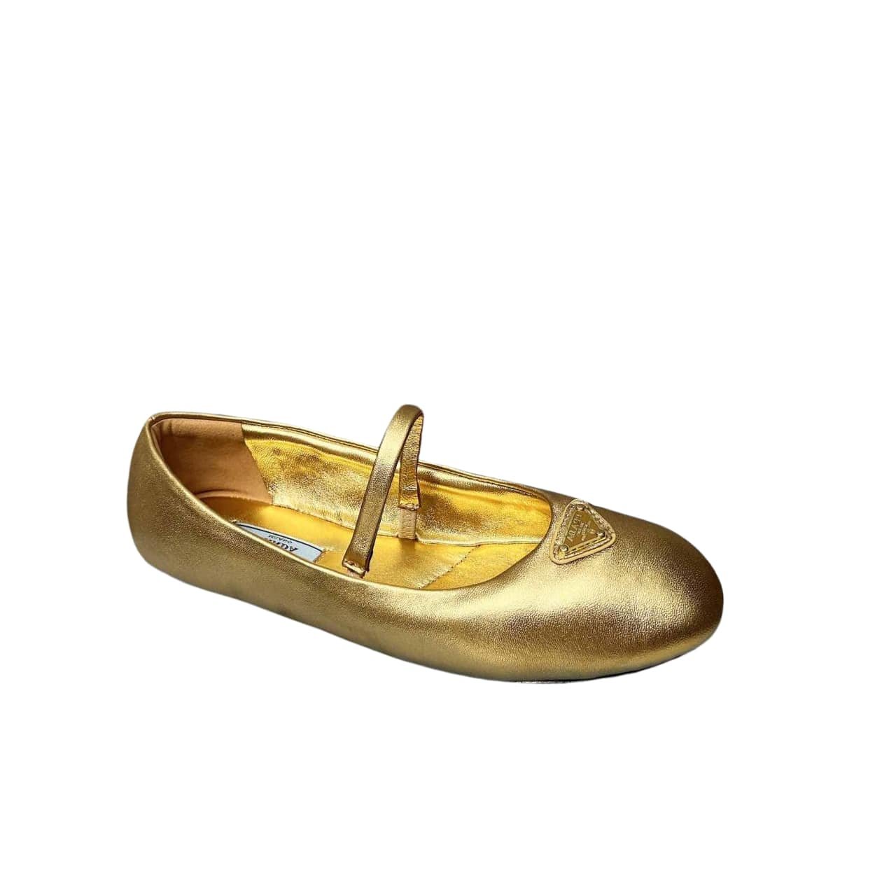 Pra*a Soft Padded Nappa Leather Ballerinas Gold