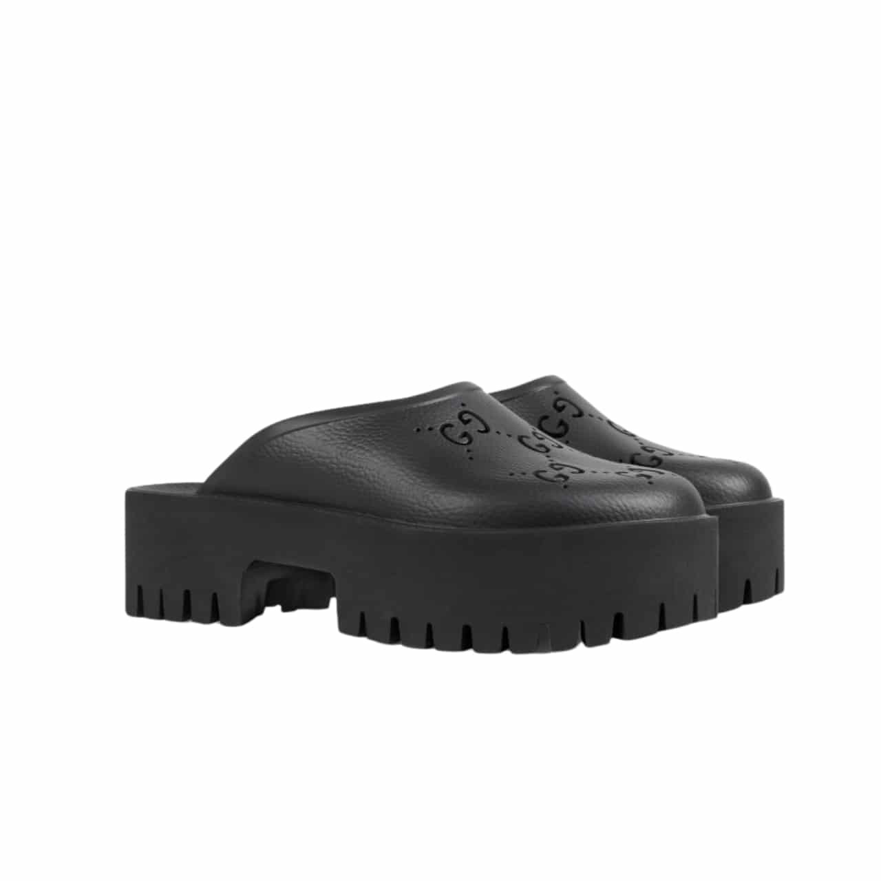 Gvc*1 Men’S Slip On Sandal Black Gg Rubber 655517 Jfb00 1000