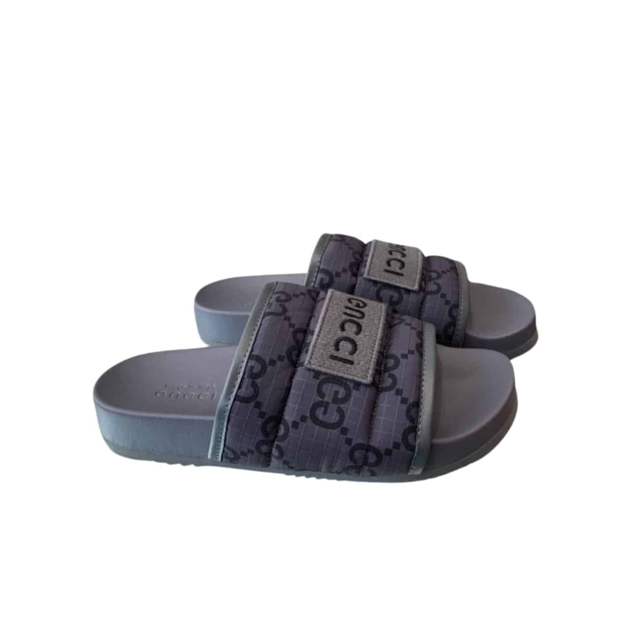 Gvc*1 Gg Horizontal Strap Sandals With Tag In Grey