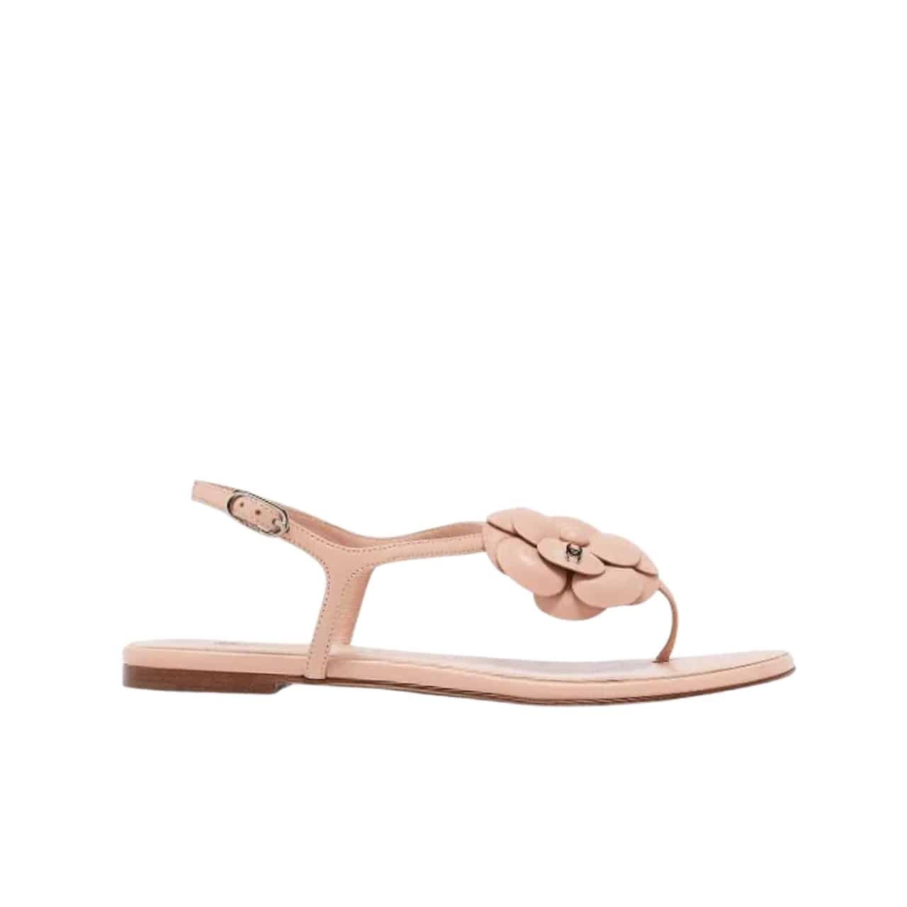 Ch**el Jelly Rubber Camellia Sandals Pink