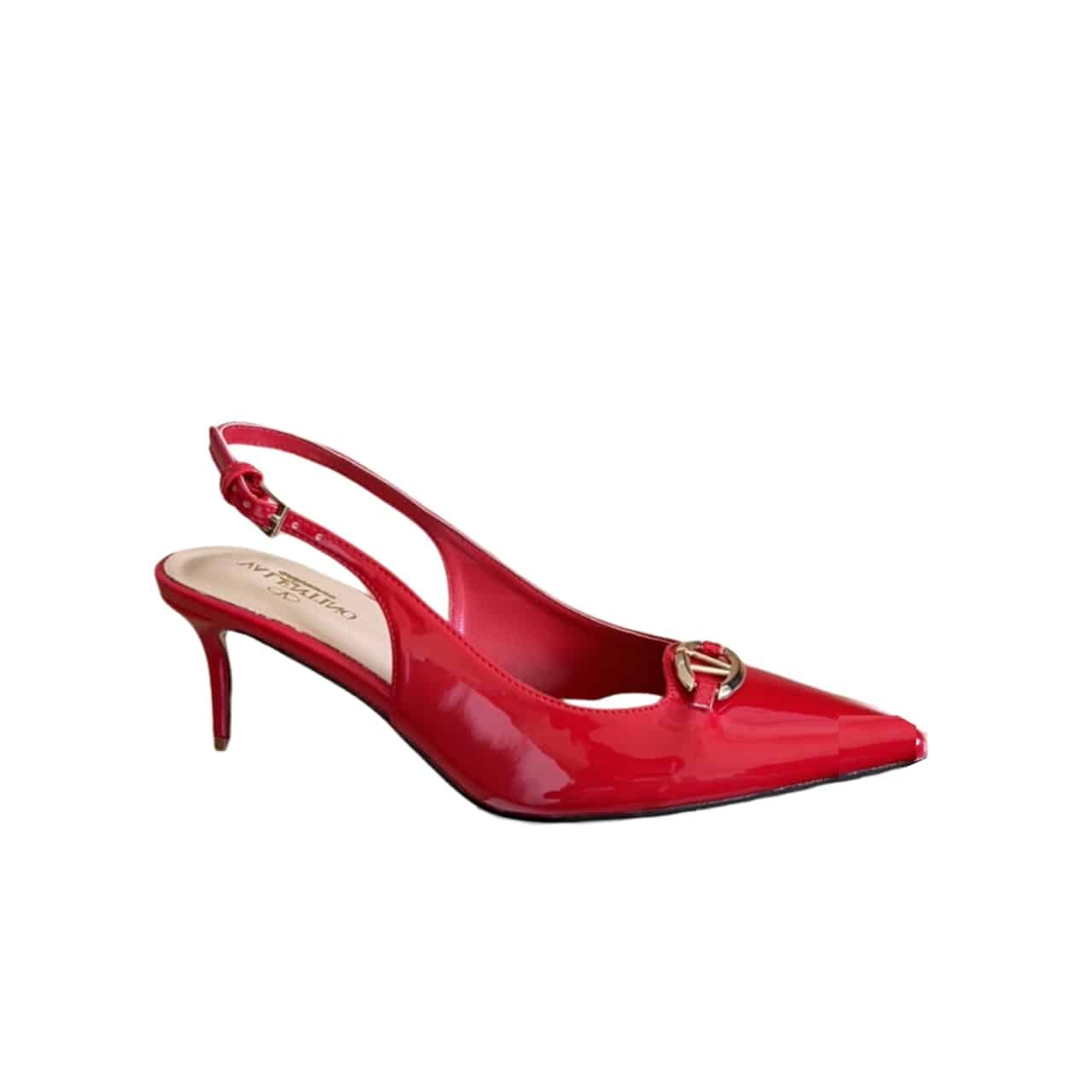 Va1e*ntin0 Vlogo Shiny Leather Leather Heels In Red