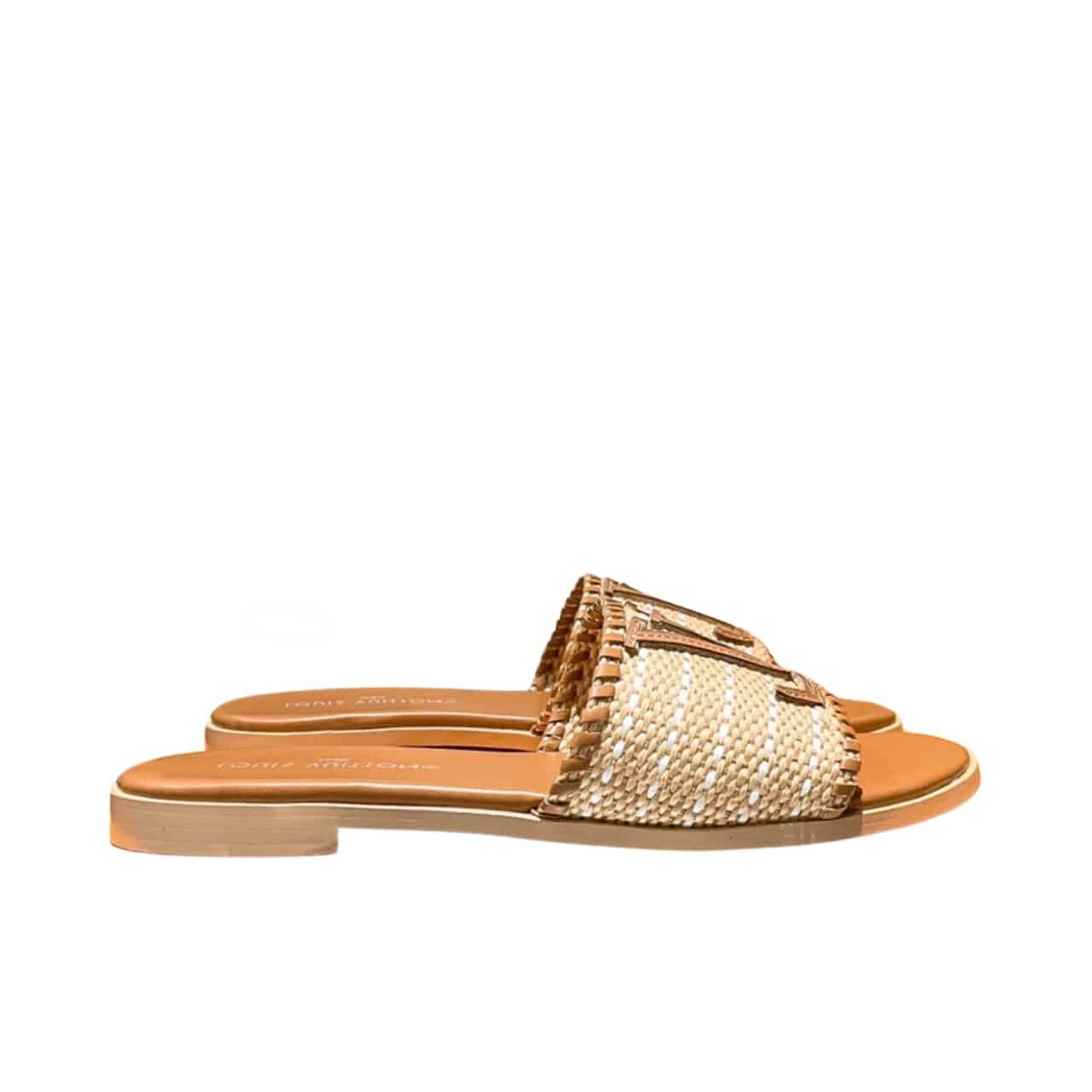 L0vis Vvtt0n Lock It Flat Raffia Mules Brown