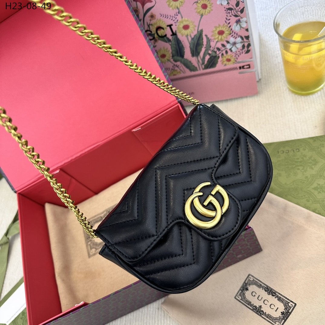 Gvc*1 Gg Marmont Leather S*per Mini Bag Black 17Cm 476433 Dtdct 1000