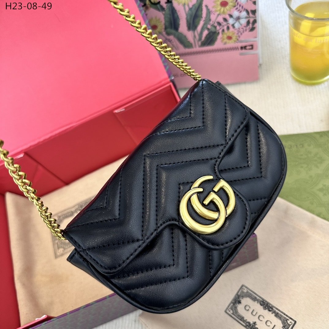 Gvc*1 Gg Marmont Leather S*per Mini Bag Black 17Cm 476433 Dtdct 1000