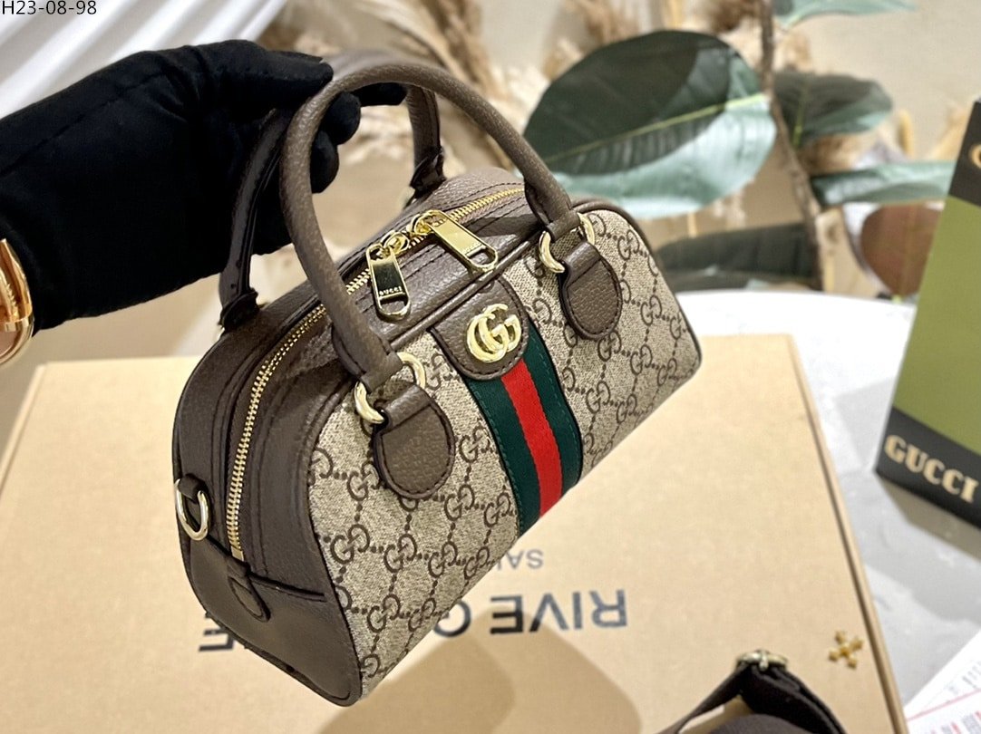 Gvc*1 Ophidia Medium Gg Top Handle Bag Brown 32Cm 724575 9C2Sg 8746