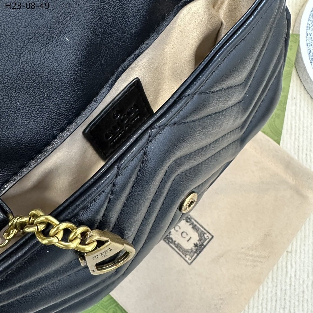 Gvc*1 Gg Marmont Leather S*per Mini Bag Black 17Cm 476433 Dtdct 1000