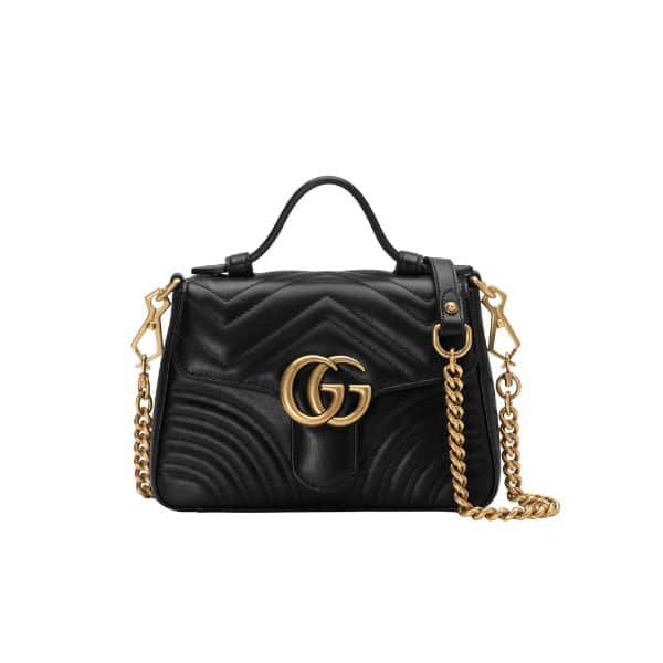 Gvc*1 Gg Marmont Mini Top Handle Bag Black 20Cm ‎547260 Dtdit 1000
