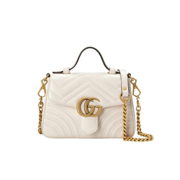 Gvc*1 Gg Marmont Mini Top Handle Bag White 20Cm ‎547260 Dtdit 9022