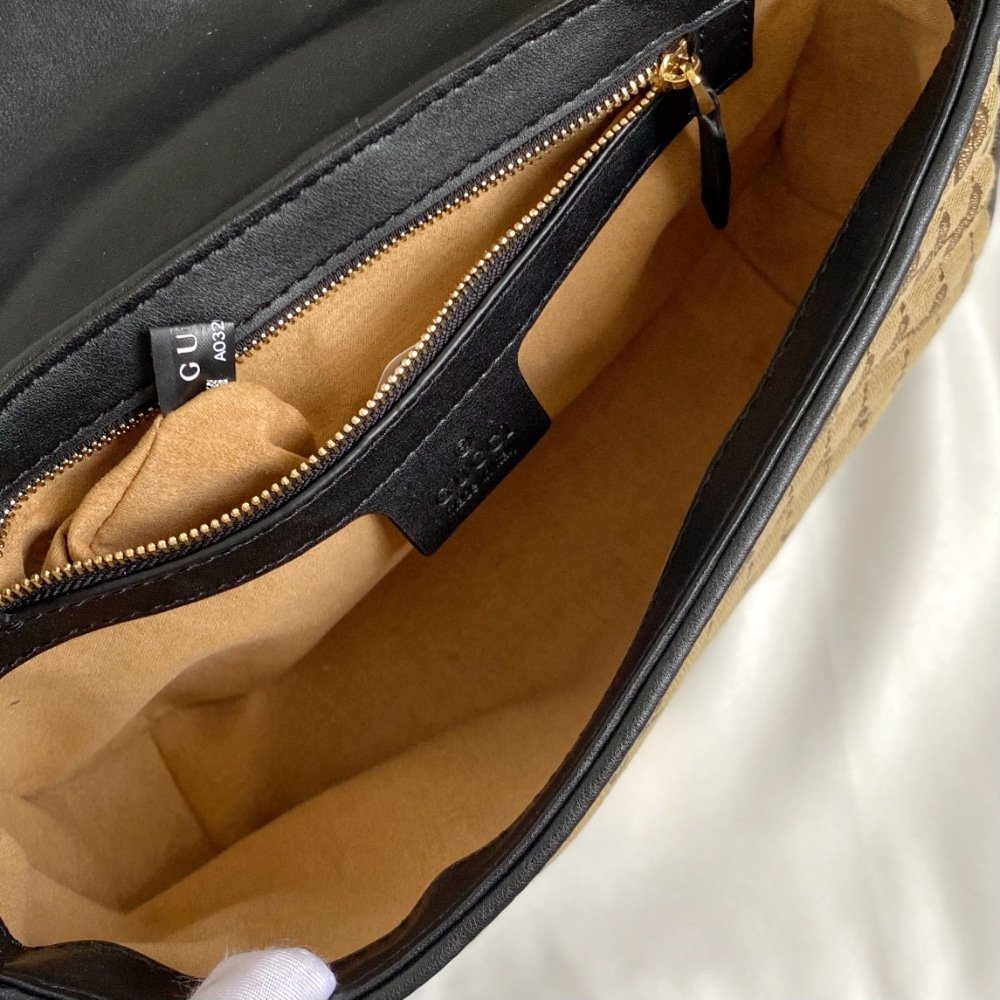 Gvc*1 Gg Marmont Shoulder Bag Beige Black 26Cm 443497 Hvkeg 9772