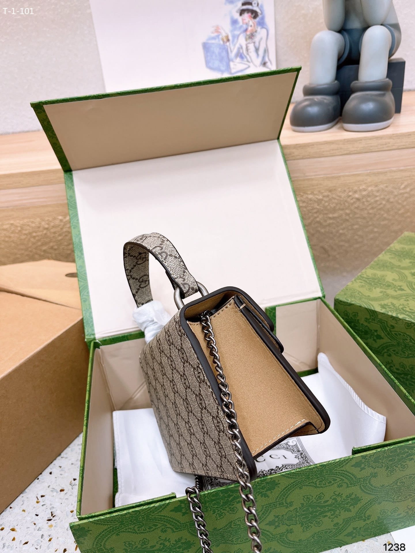 Gvc*1 Dionysus Mini Top Handle Bag Beige Ebony 18Cm 752029 Khnrn 8642