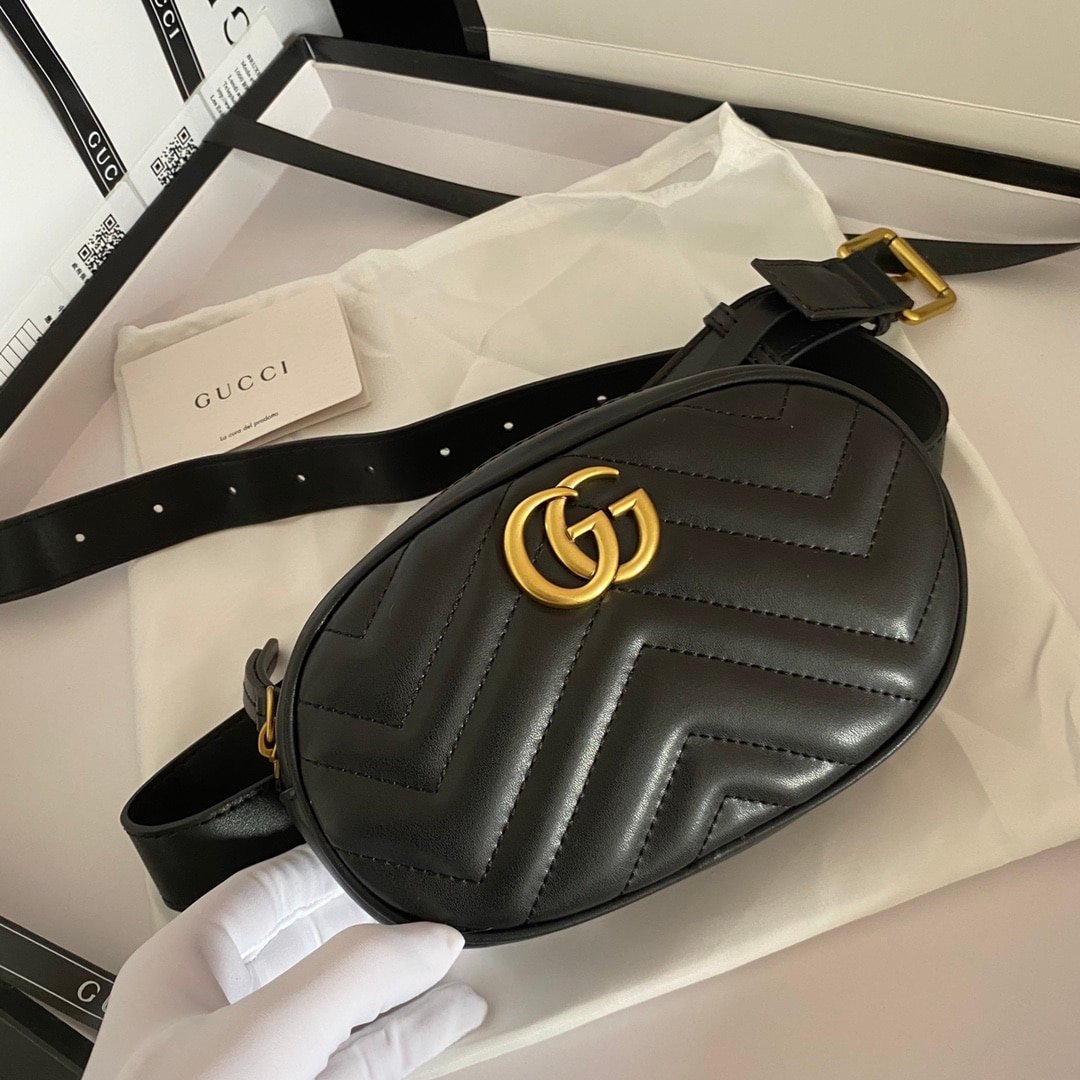 Gvc*1 Gg Marmont Belt Bag Matelasse Black 18Cm
