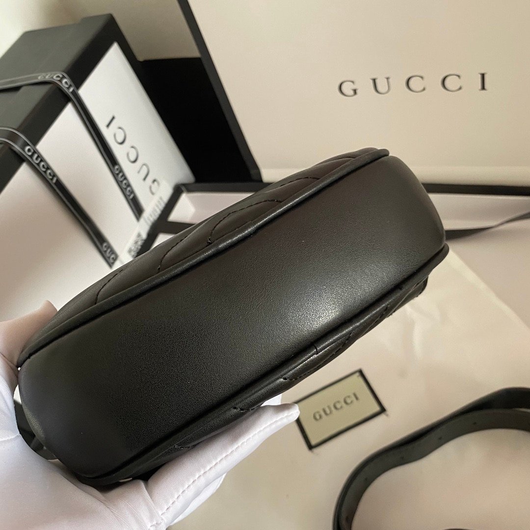 Gvc*1 Gg Marmont Belt Bag Matelasse Black 18Cm