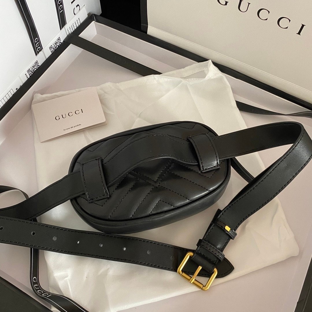 Gvc*1 Gg Marmont Belt Bag Matelasse Black 18Cm