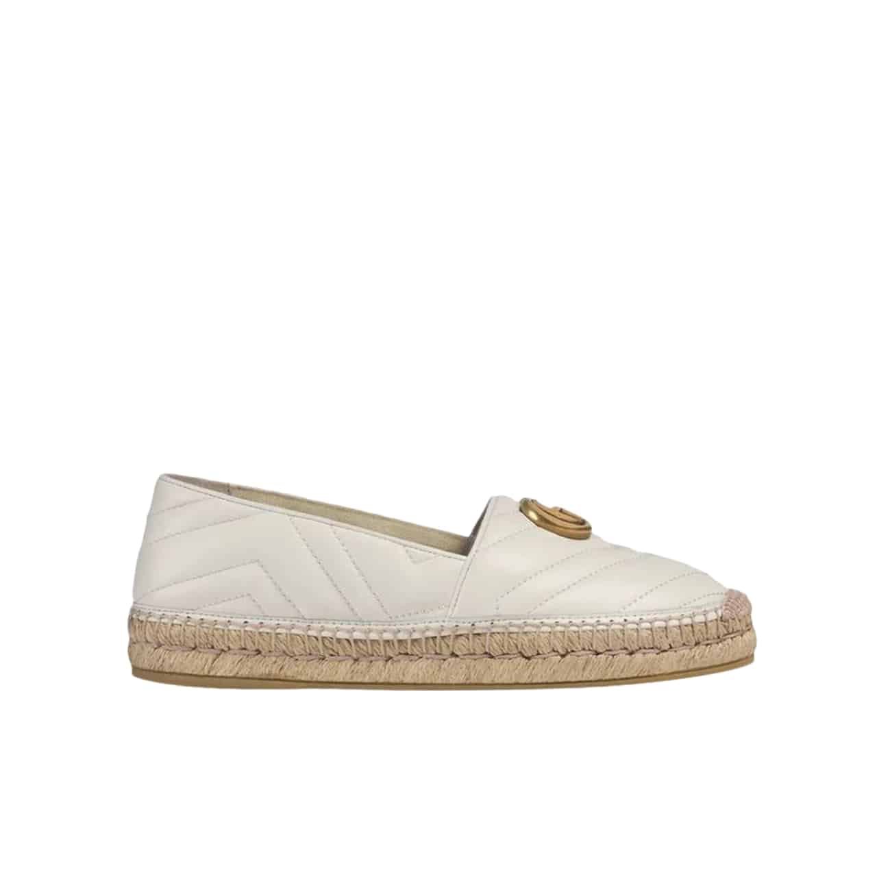 Gvc*1 Leather Espadrille With Double G White ‎551890 Bko00 1000