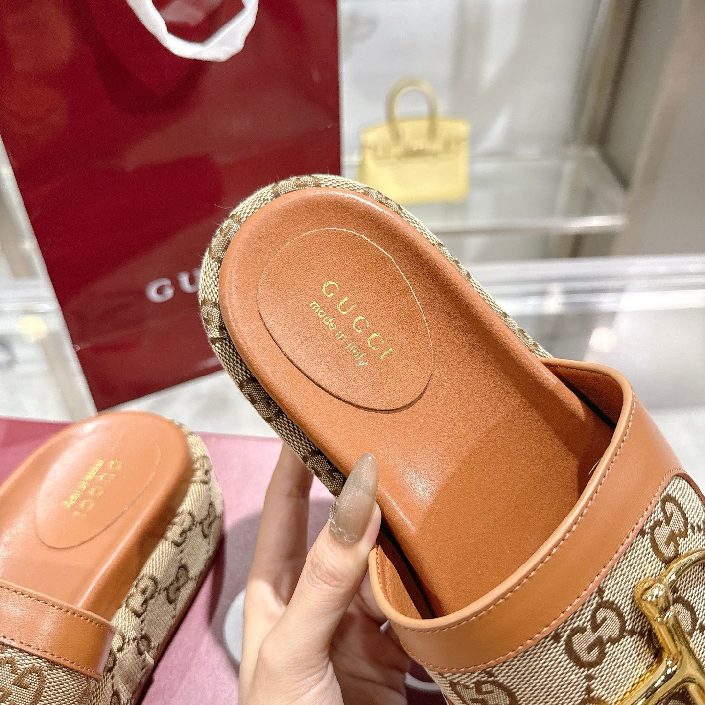 Gvc*1 Women’S Platform Slides With Horsebit Brown