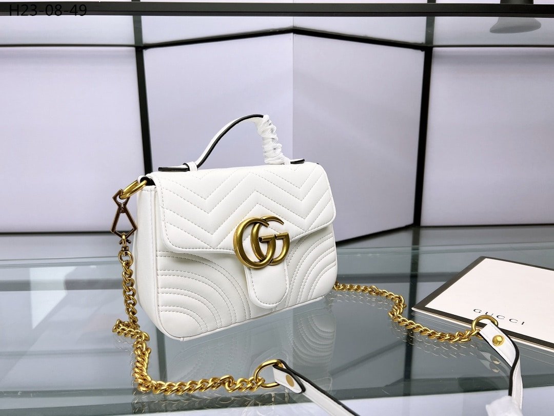 Gvc*1 Gg Marmont Mini Top Handle Bag White 20Cm ‎547260 Dtdit 9022