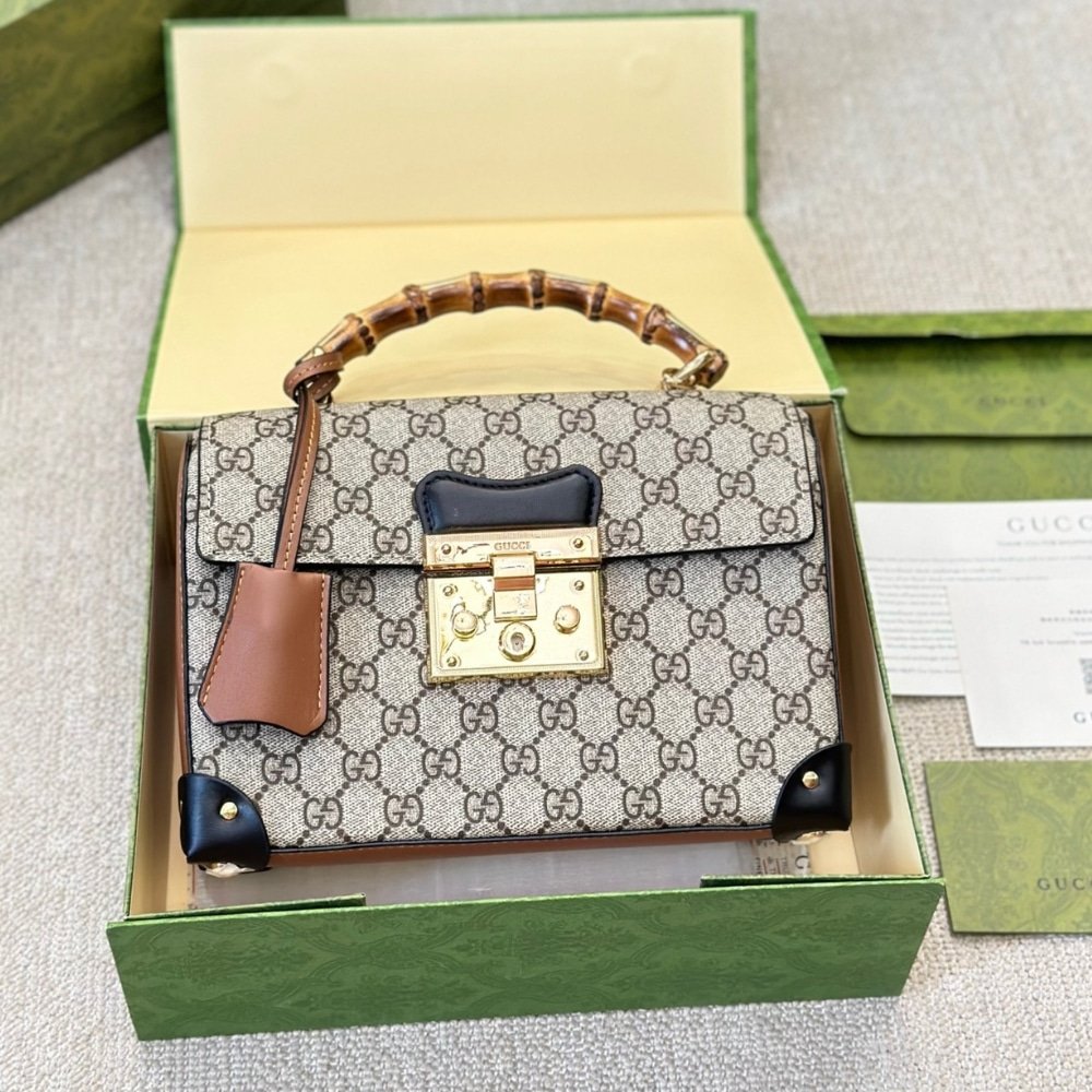 Gvc*1 Padlock Bamboo Handle Gg Svp*me Handbag 25Cm
