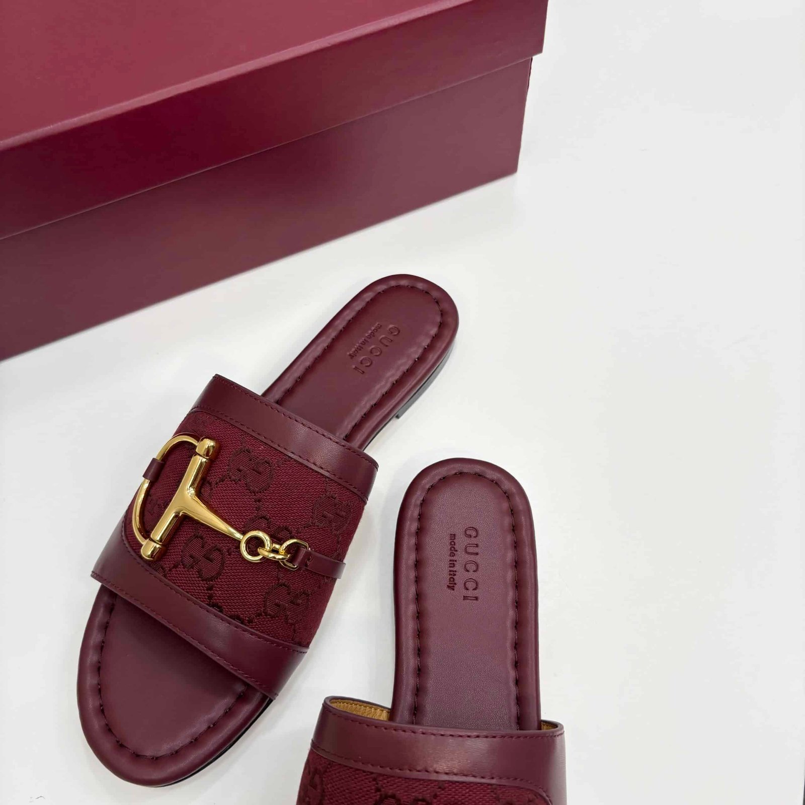 Gvc*1 Women’s Slide Sandal With Horsebit Rosso Ancora Red 834427 Aae04 6273