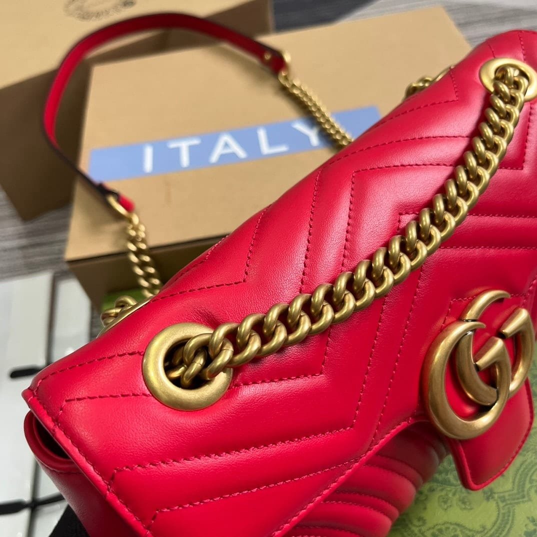 Gvc*1 Gg Marmont Medium Shoulder Bag Red 26Cm 443496 Aabzc 6832