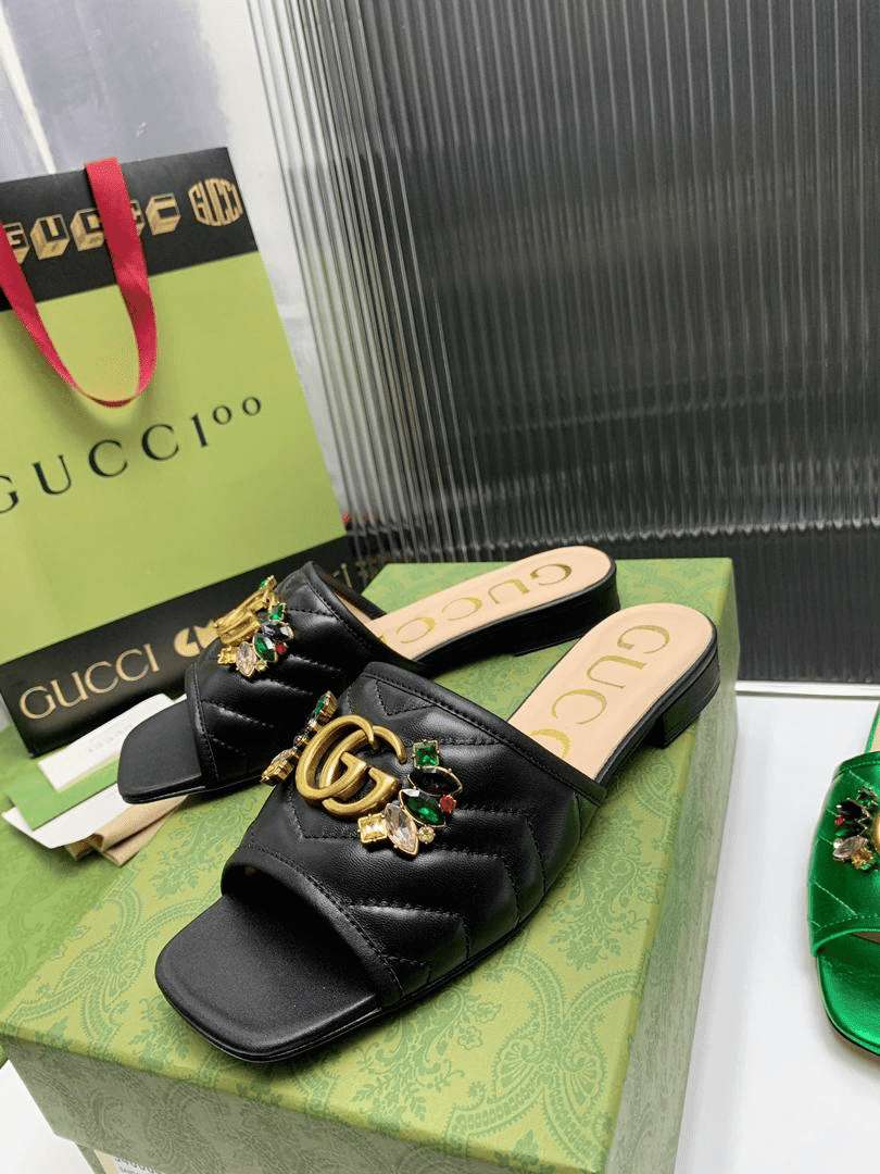 Gvc*1 Women Black Slipper ‎With Double G 655463