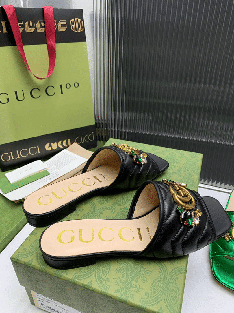 Gvc*1 Women Black Slipper ‎With Double G 655463