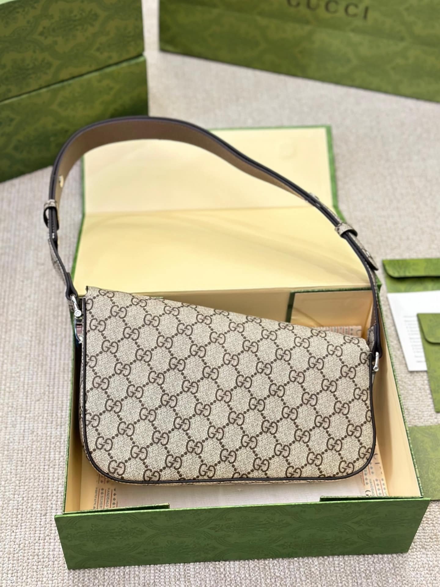 Gvc*1 Horsebit 1955 Small Shoulder Bag Beige 25Cm 764155 Kgd0N 9742