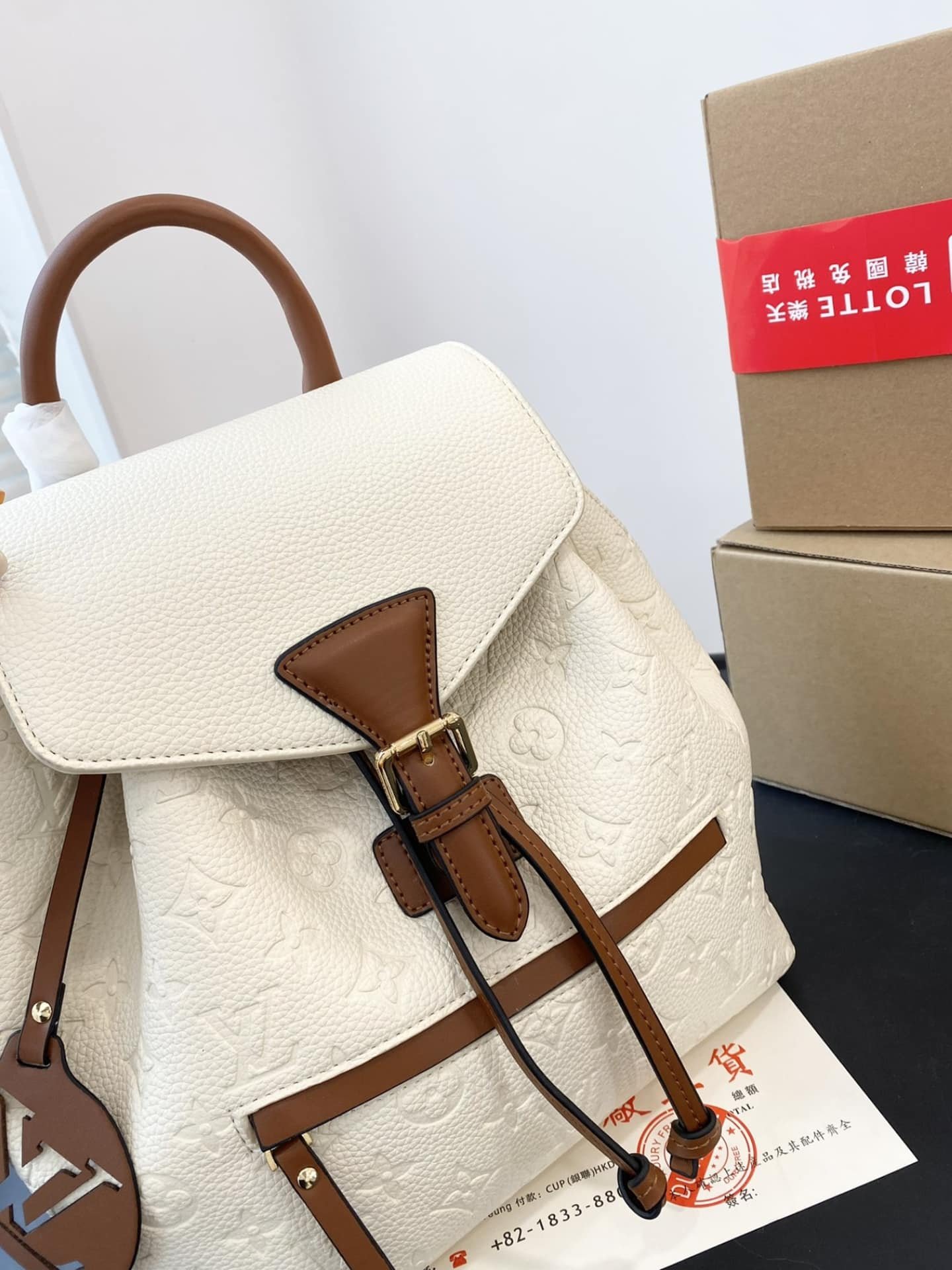 L0vis Vvtt0n Montsouris Backpack Empreinte White And Brown 25Cm
