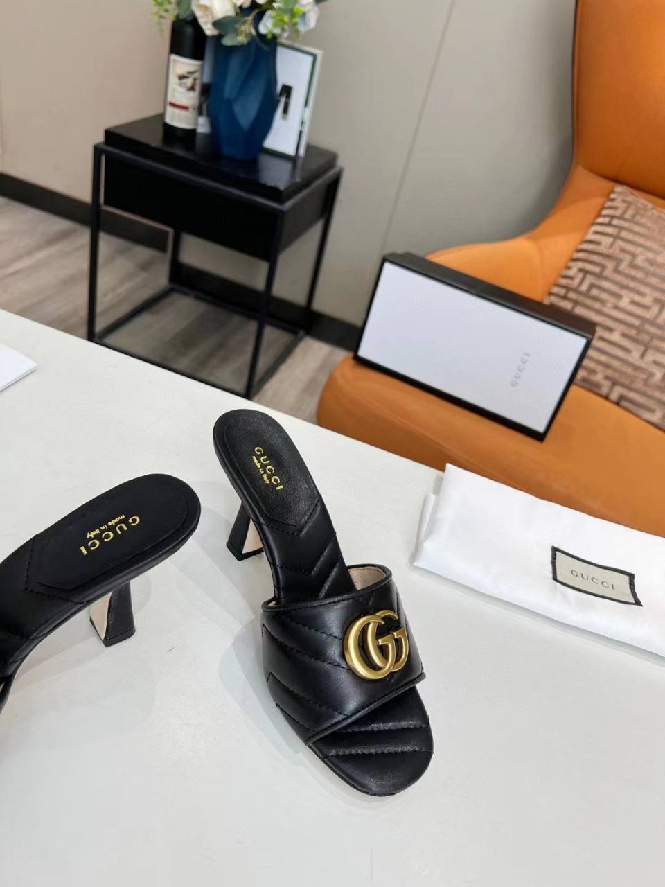 Gvc*1 Marmont Double G Slide Sandal Black 674839 Bko00 1000