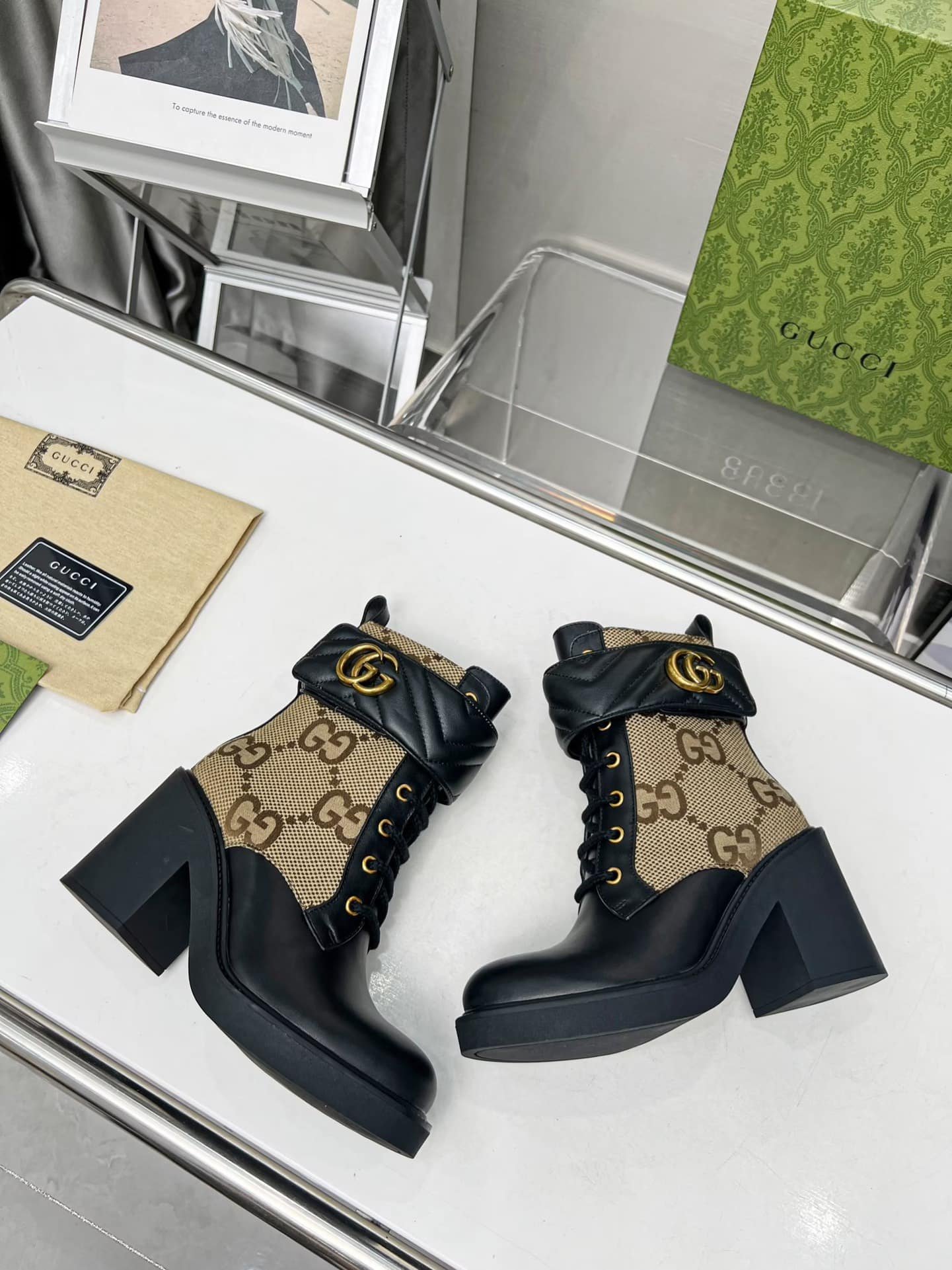 Gvc*1 With Double G Ankle Boots Camel Ebony 719849 Aabd0 1183