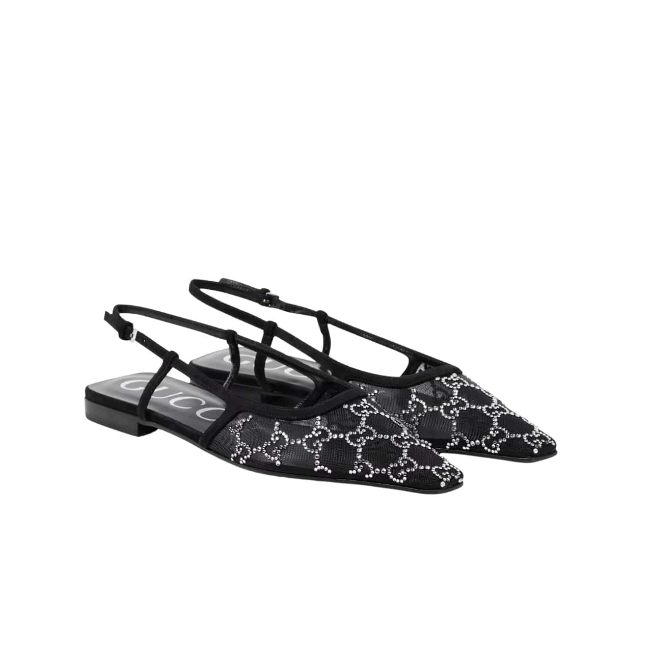 Gvc*1 Gg Embellished Slingback Flats Black