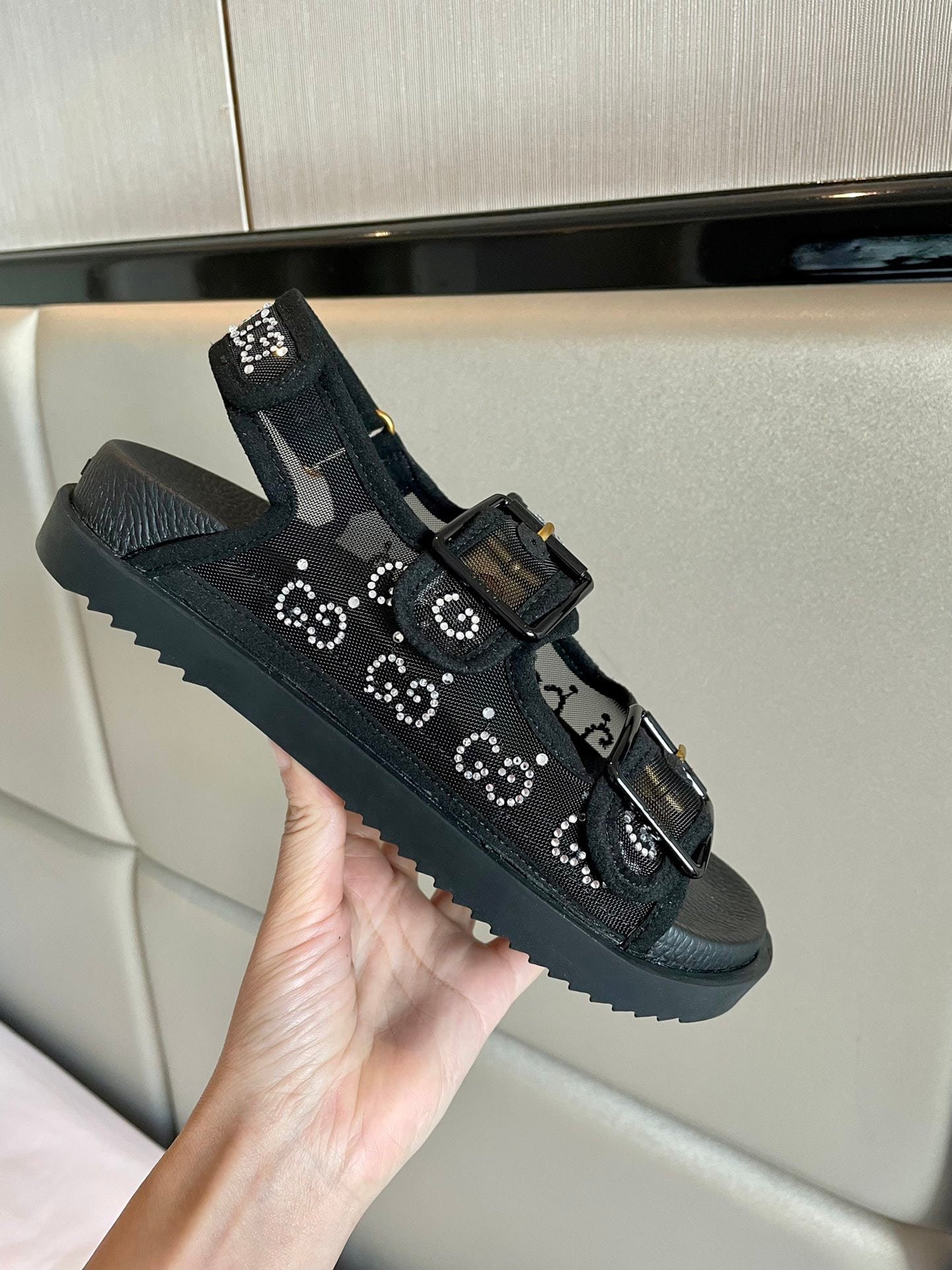 Gvc*1 Gg Sandal With Crystals Black 701158 F13A0 1000