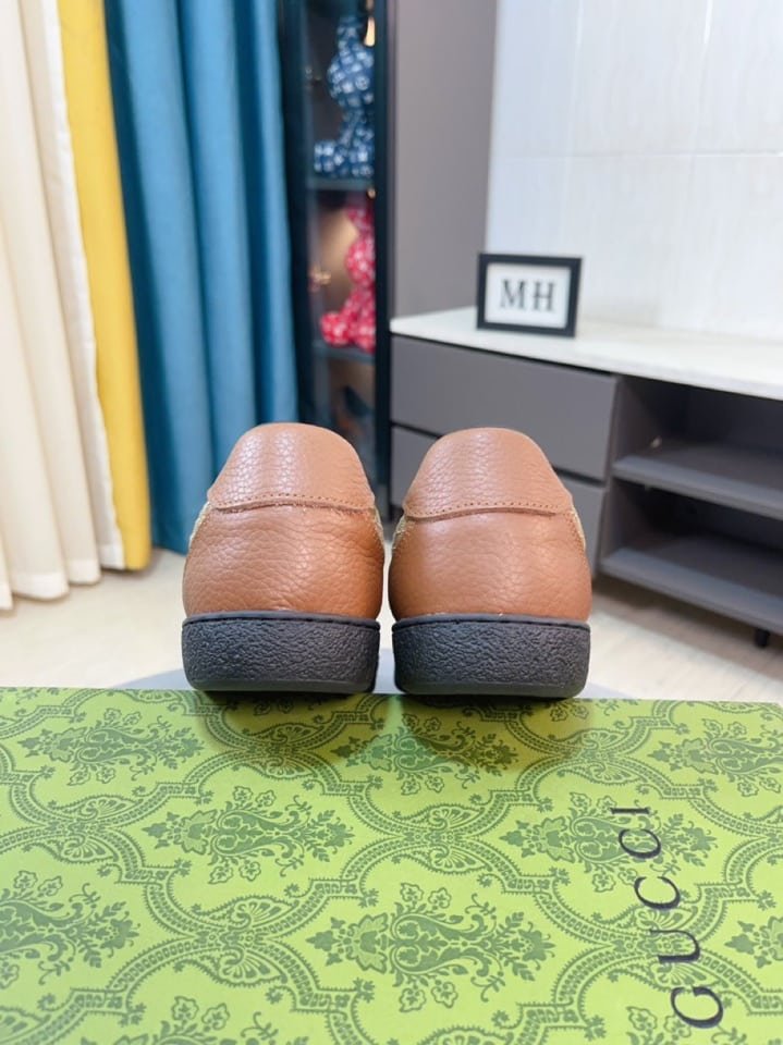 Gvc*1 Gg Canvas And Leather Low Top Sneaker Brown