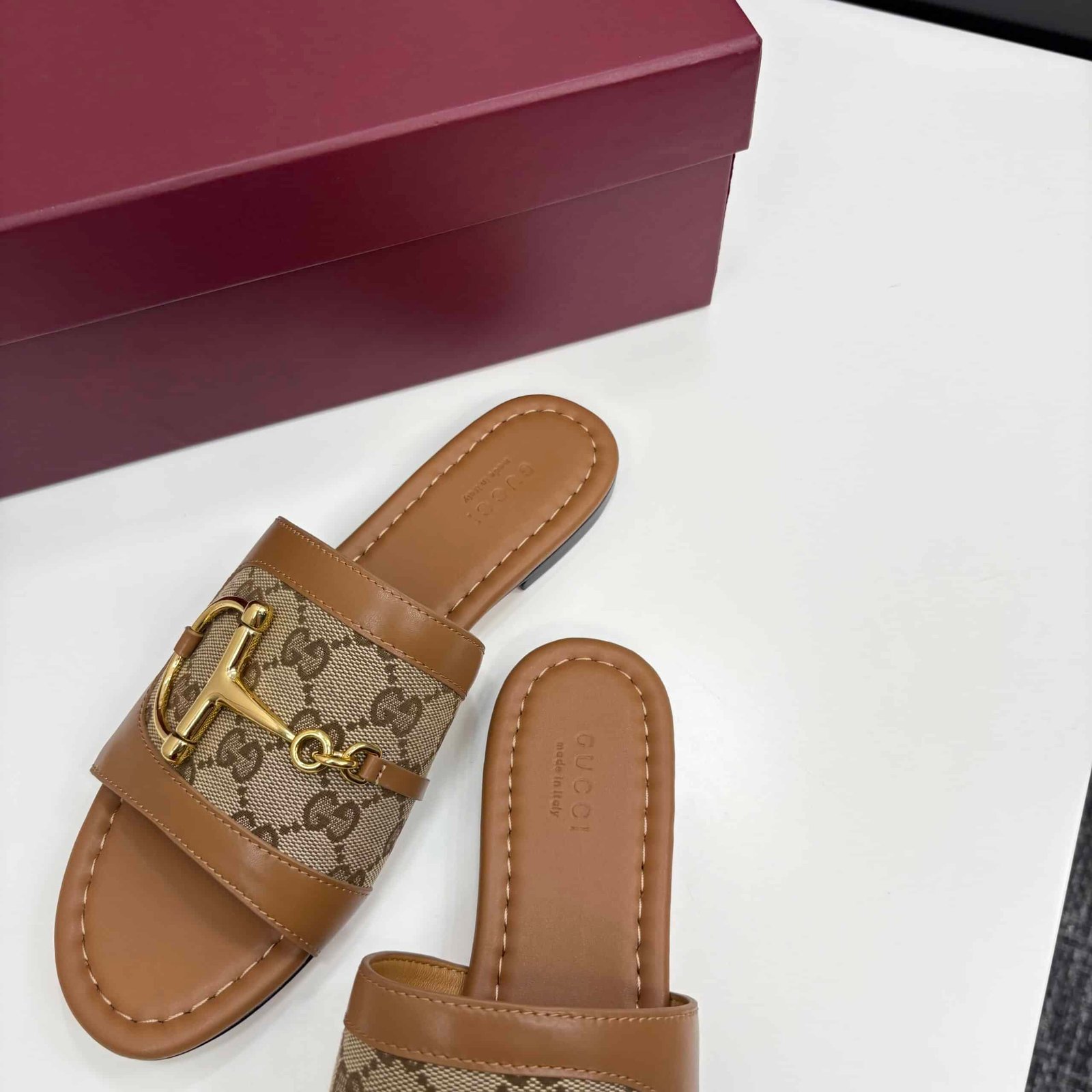 Gvc*1 Women’s Slide Sandal With Horsebit Light Brown 834427 Aae05 2747