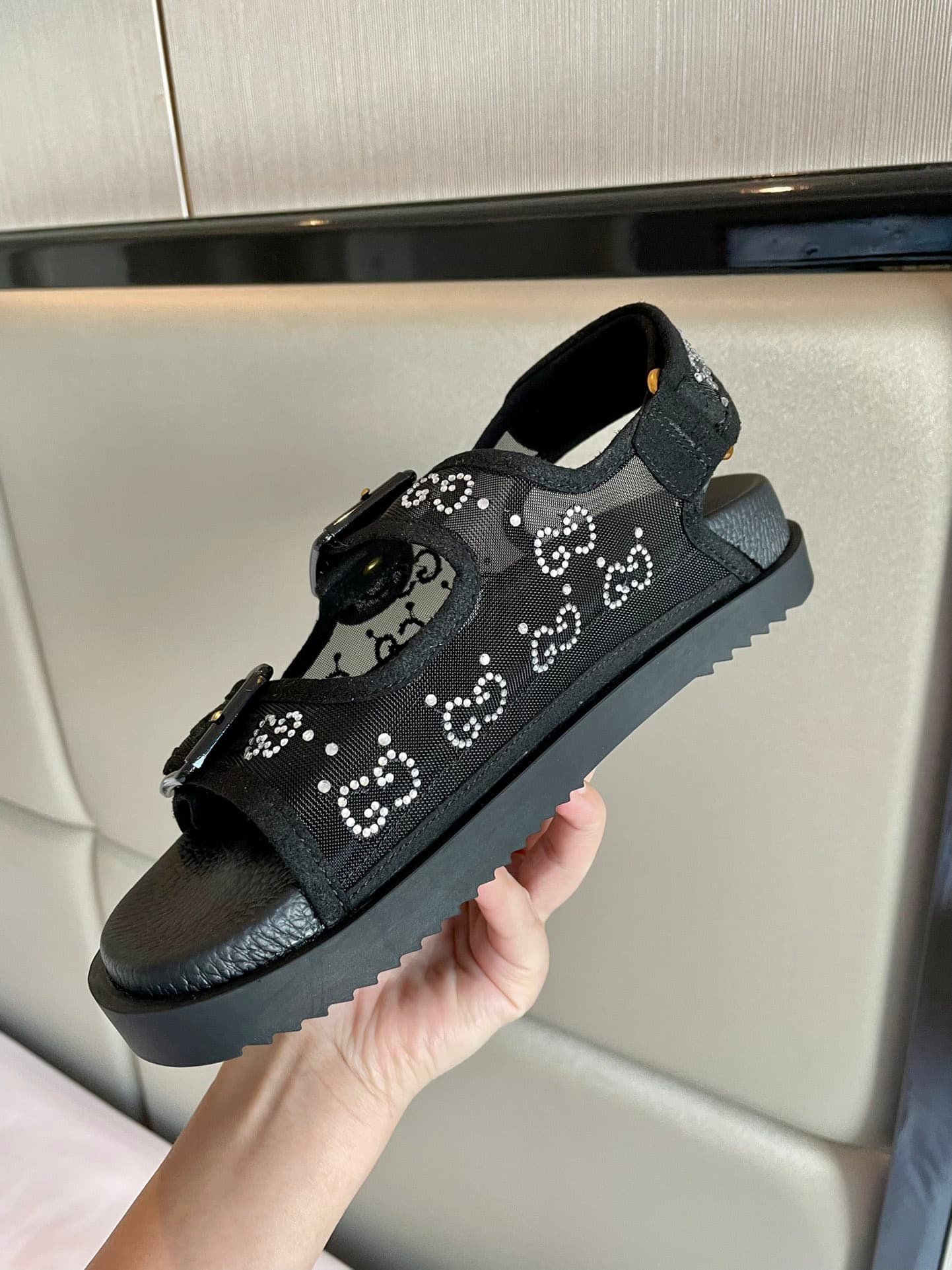 Gvc*1 Gg Sandal With Crystals Black 701158 F13A0 1000
