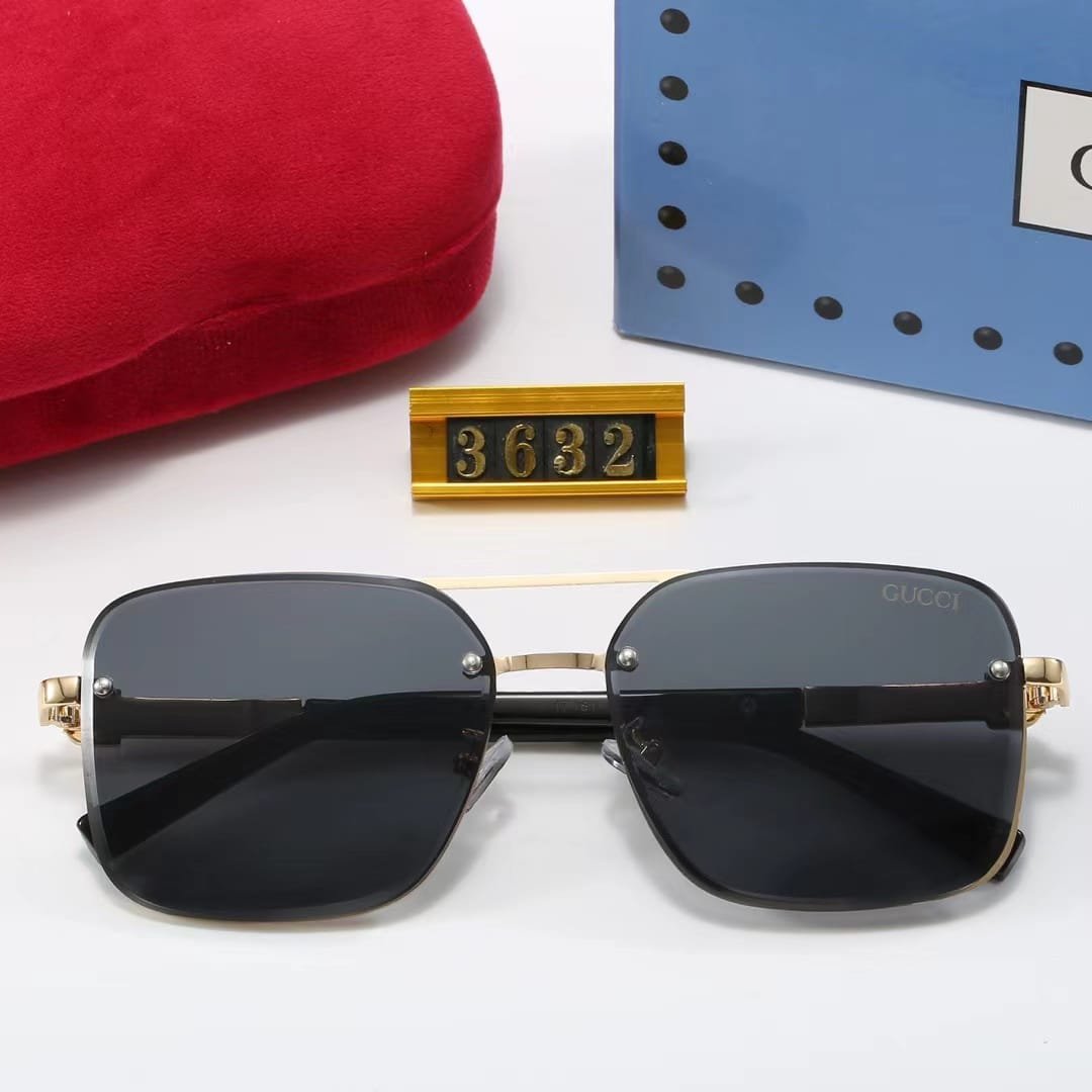 Gvc*1 Square Gradient Vintage Gold Metal Sunglasses Black