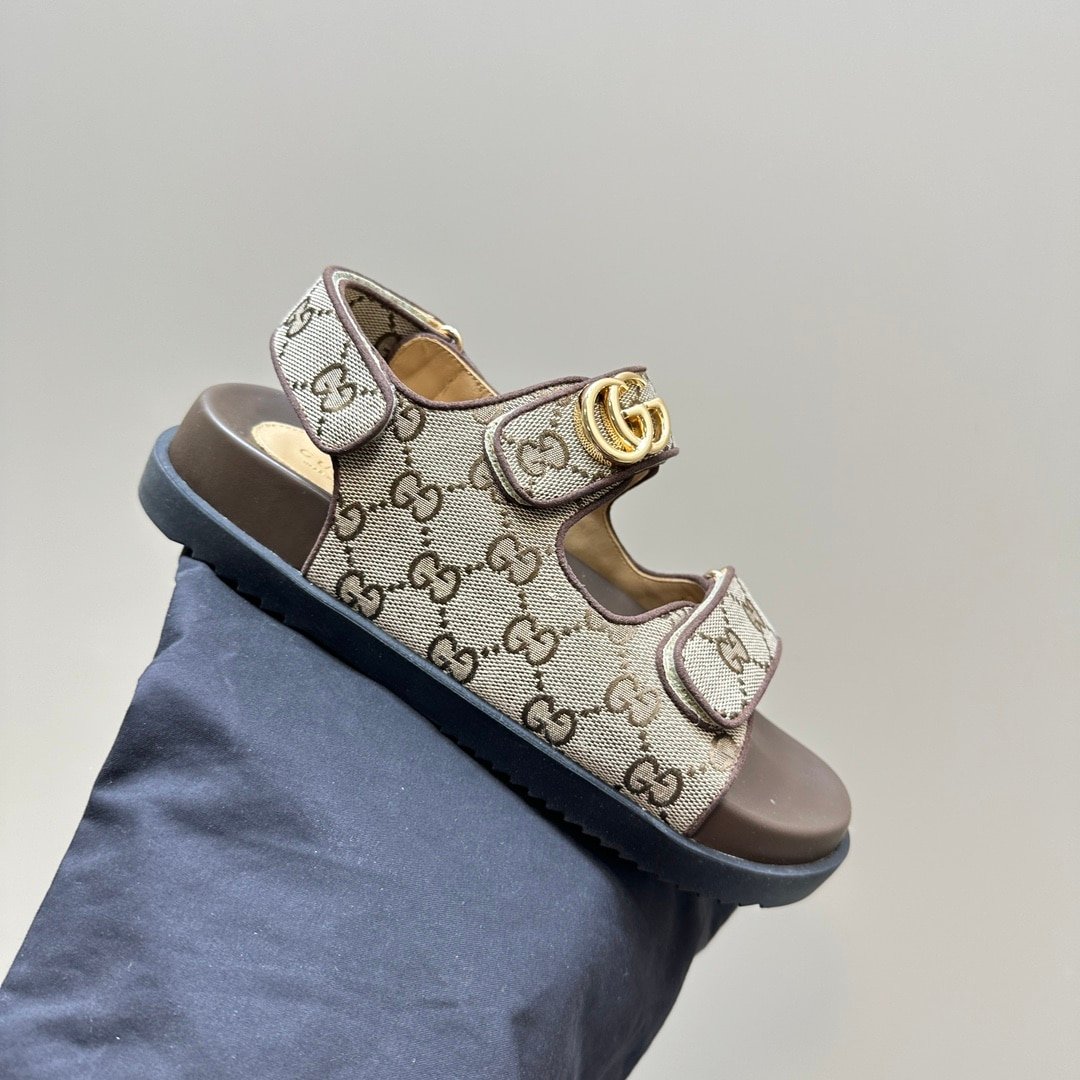 Gvc*1 Double G Sandal Beige And Ebony 771575 G1730 9755