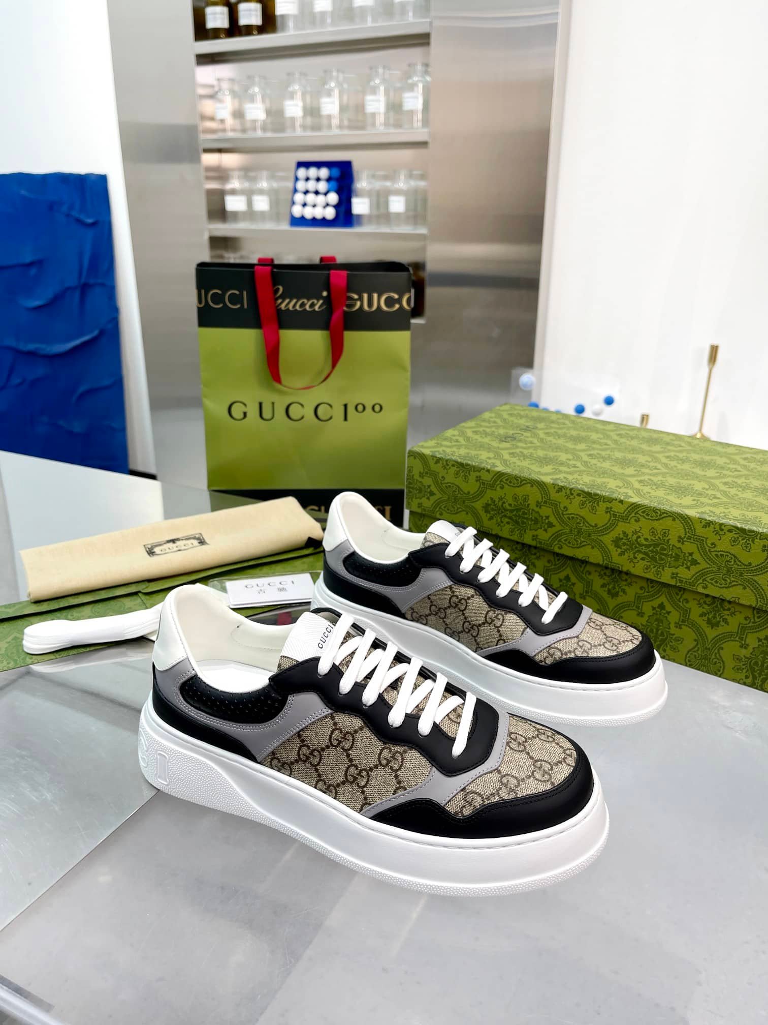 Gvc*1 Men’S Gg Trainer Svp*me Canvas Beige 669582 Upga0 1080