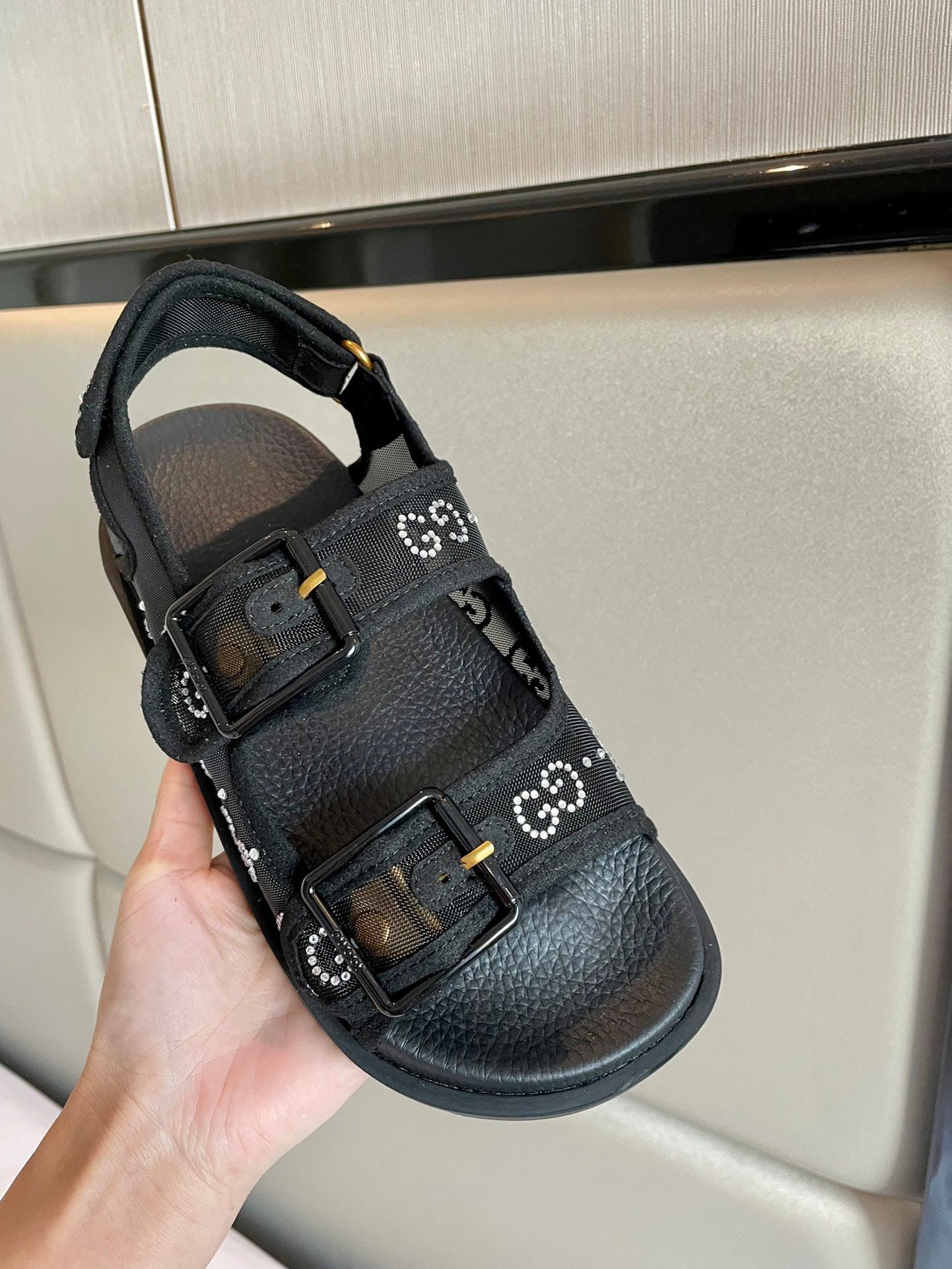 Gvc*1 Gg Sandal With Crystals Black 701158 F13A0 1000