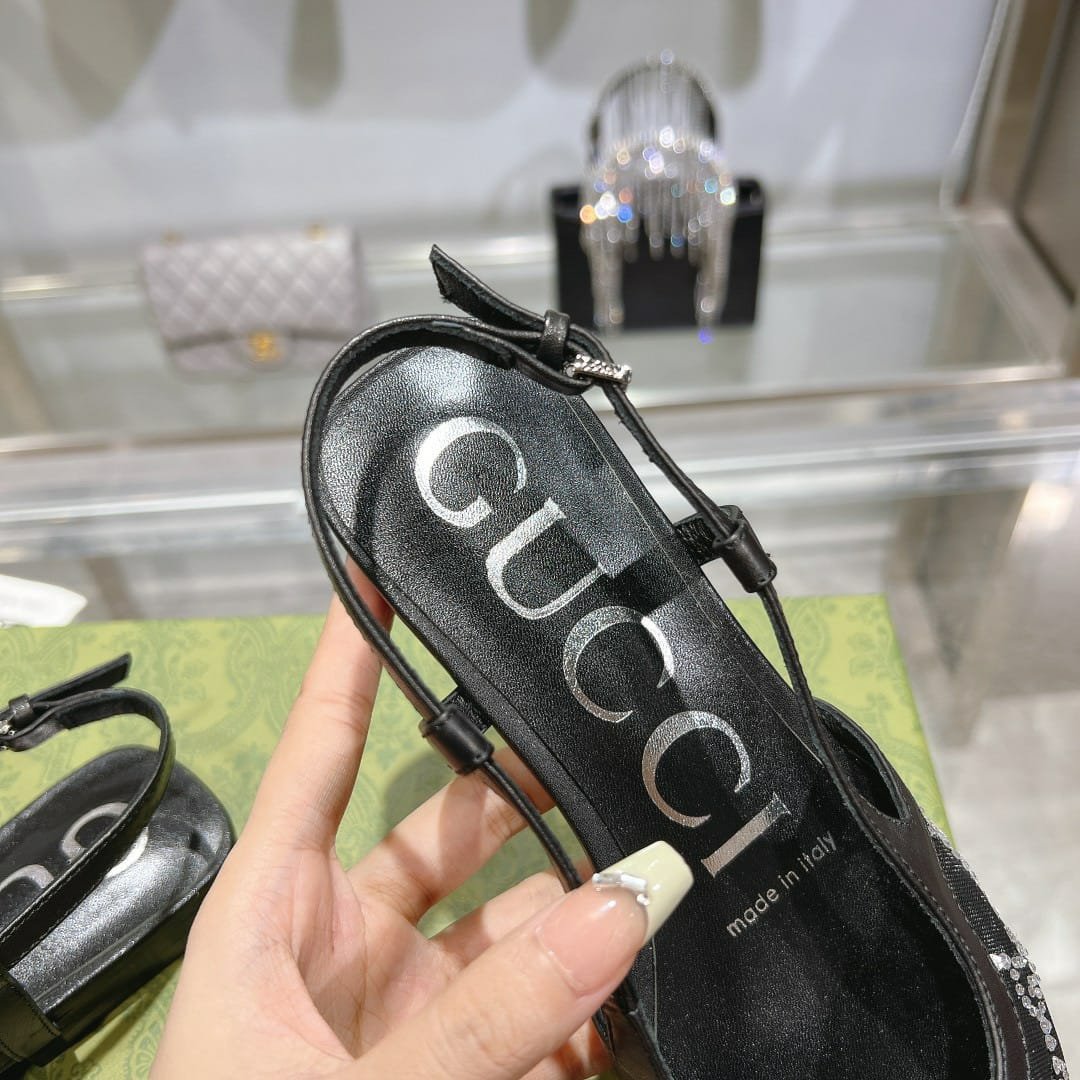 Gvc*1 Gg Embellished Slingback Flats Black