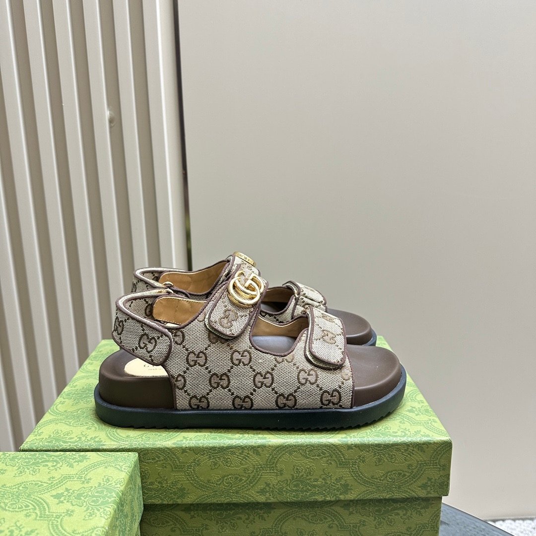 Gvc*1 Double G Sandal Beige And Ebony 771575 G1730 9755