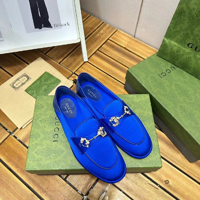 Gvc*1 Horsebit Loafer With Crystals Blue Satin 759780 Knd90 4380
