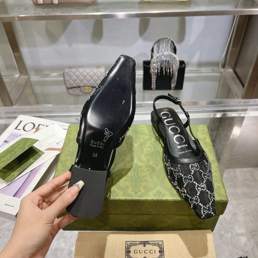 Gvc*1 Gg Embellished Slingback Flats Black