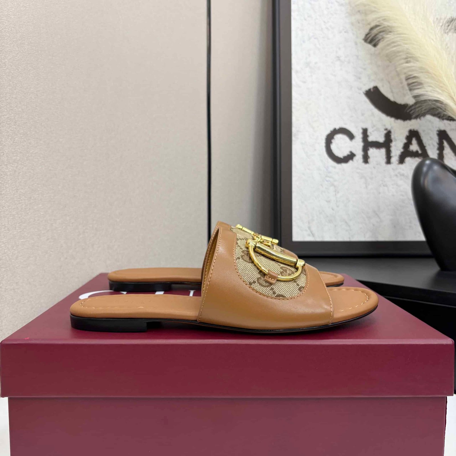 Gvc*1 Women’s Slide Sandal With Horsebit Light Brown 834427 Aae05 2747