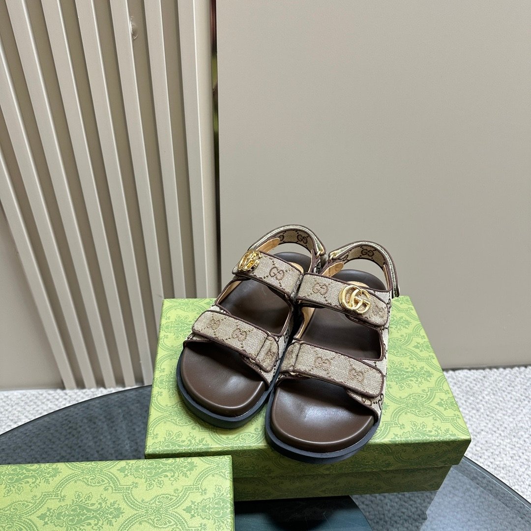 Gvc*1 Double G Sandal Beige And Ebony 771575 G1730 9755