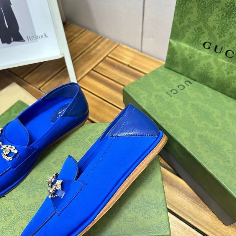 Gvc*1 Horsebit Loafer With Crystals Blue Satin 759780 Knd90 4380