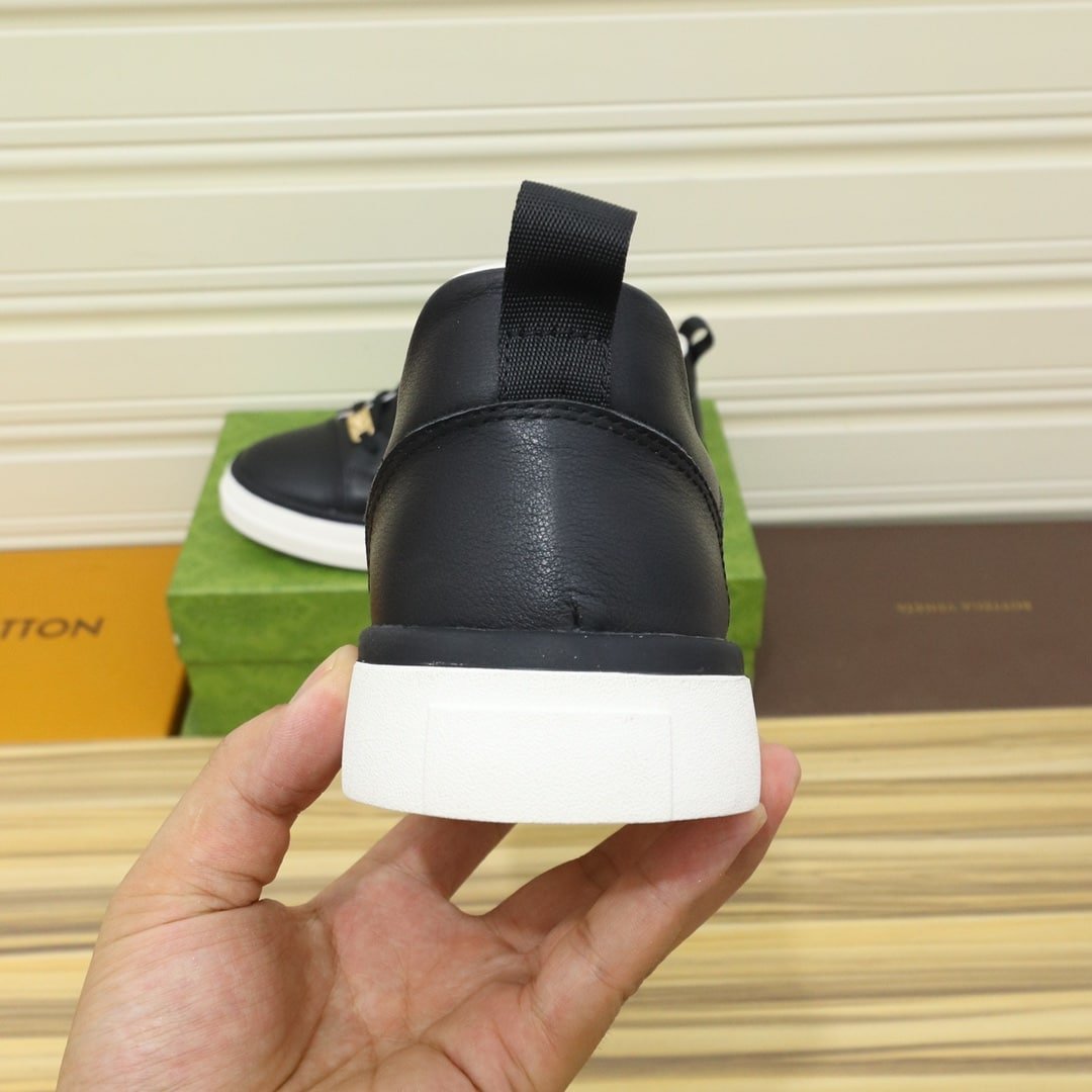 Gvc*1 Men’S Platform Sneaker Leather Black And Black Edge